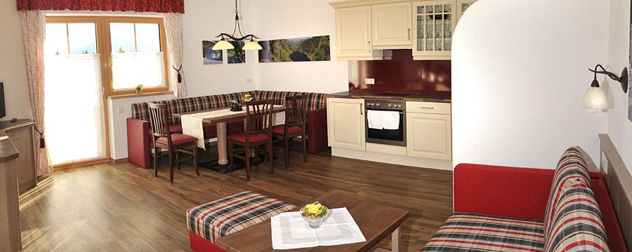 Wohnküche im Landhaus Katharina in einer Ferienwohnung in Ramsau am Dachstein
